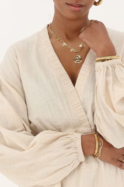 Beige linen look dress