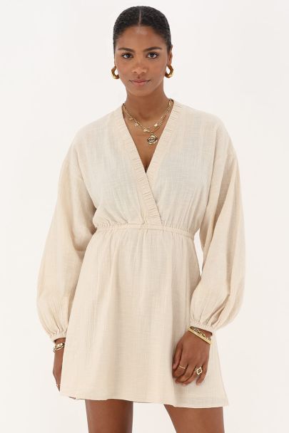 Beige linen look dress