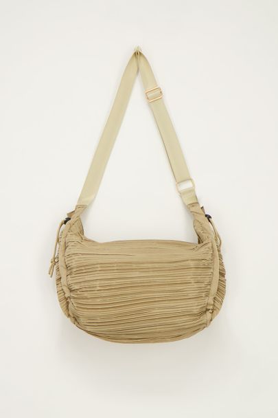 Beige crossbody tas plissé