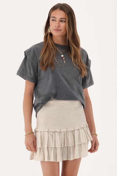 Beigefarbener Rock mit Smock