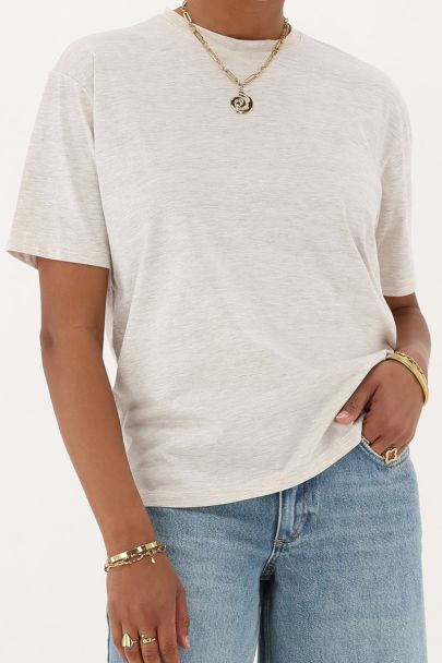 Beige T-shirt "Rue des Rosiers"