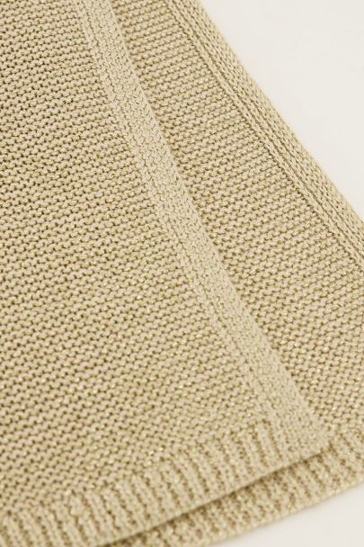 Beige lurex gebreide midi rok