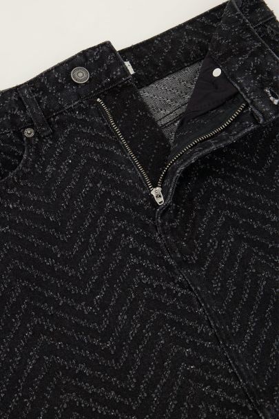 Zwarte jacquard denim rok