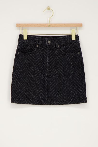 Zwarte jacquard denim rok