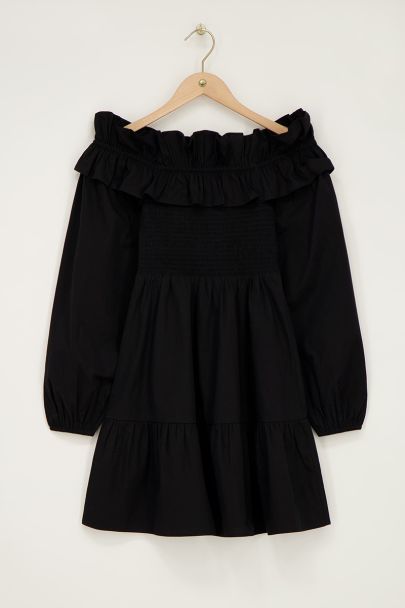 Black dress with ruffles & smock