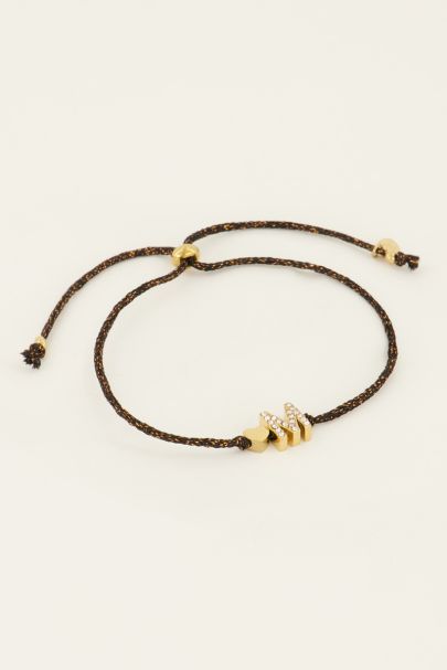Zwarte initial armband 