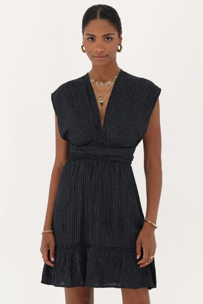 Zwarte multiway wikkel korte jurk met lurex