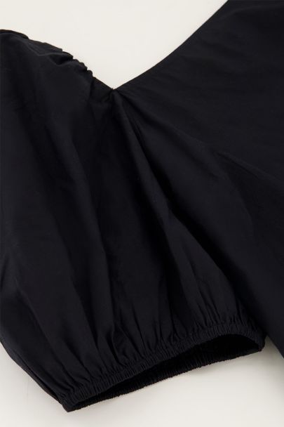 Black poplin dress with balloon sleeves