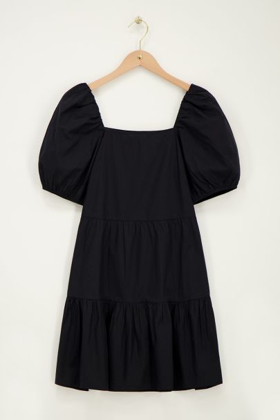 Black poplin dress with balloon sleeves