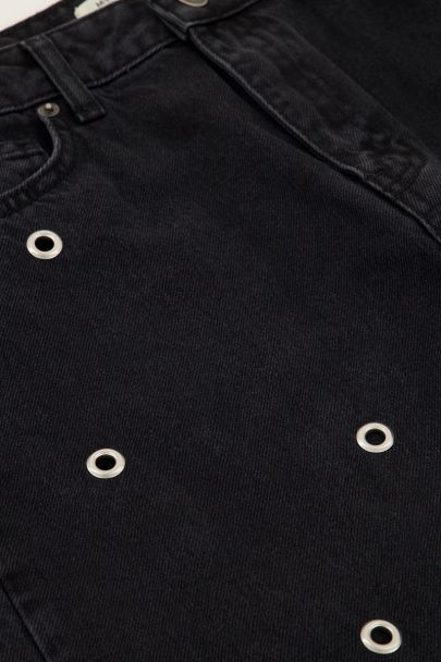 Zwarte wide leg jeans met open studs