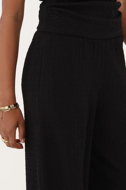 Zwarte wide leg pantalon met structuur