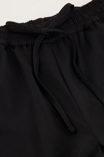 Zwarte wide leg pantalon met strikkoord