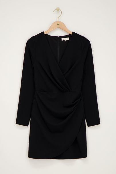 Black overlap draped dress 