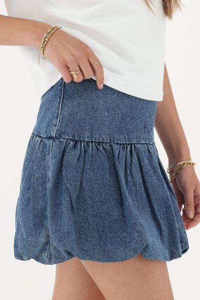 Blauwe denim ballon rok