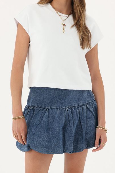 Blauwe denim ballon rok