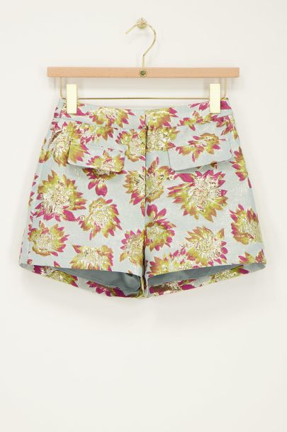 Blauwe jacquard short