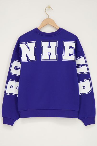 Sweat oversize bleu "Bonheur"