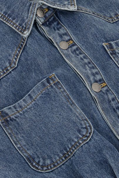 Blauer ärmelloser Jumpsuit aus Denim
