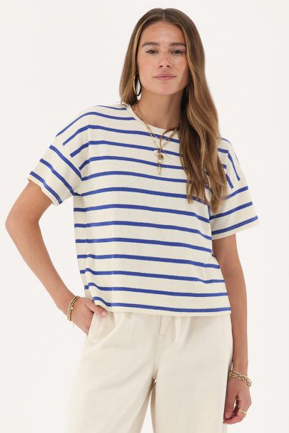 T-shirt rayé bleu et blanc