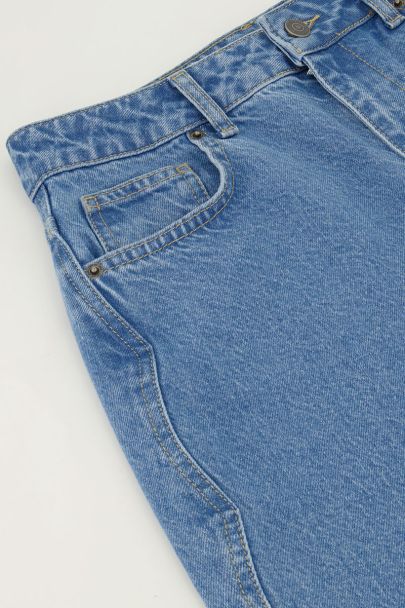 Blauwe wide leg jeans met wave