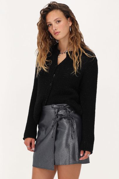 Donkergrijze wikkelrok met strikjes