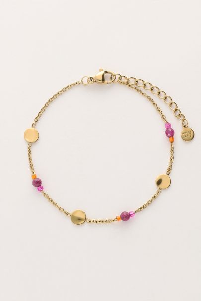 Armband met munt en paarse kralen