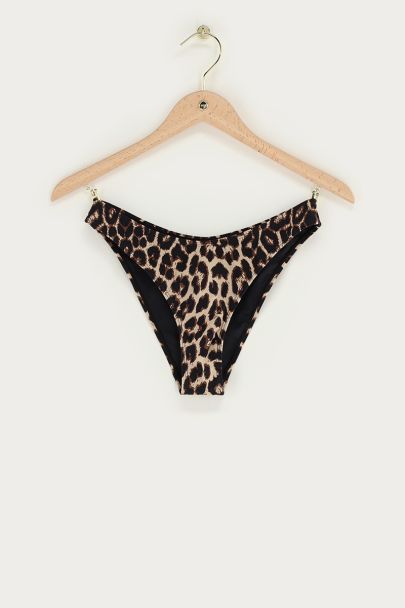 Braune Bikini-Hose mit V-Ausschnitt und Leopardenmuster