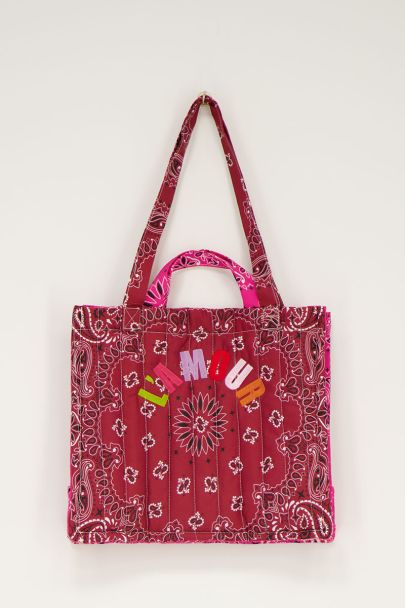 Burgunderfarbener Shopper mit Bandana-Print