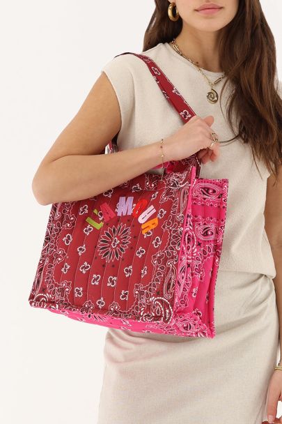 Burgunderfarbener Shopper mit Bandana-Print