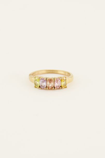 Cocktail statement ring met multikleur stenen