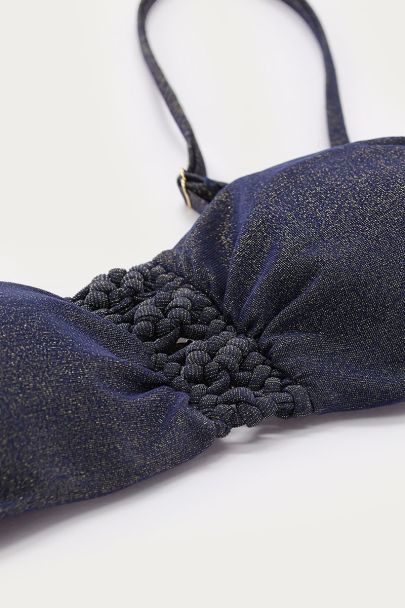 Donkerblauwe bandeau bikini top met lurex