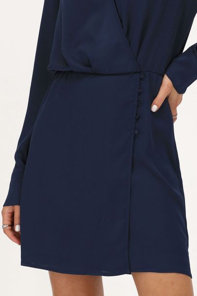 Dark blue dress in satin look