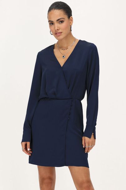 Dark blue dress in satin look