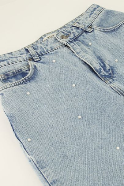 Denim Jeans mit Kunstperlen