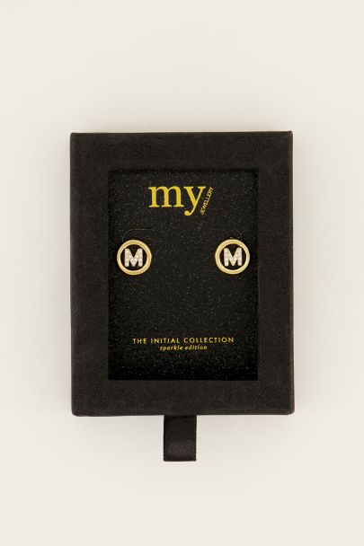 Studs with rhinestone initial