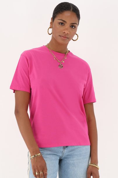 Fuchsia T-shirt "Don't look back"