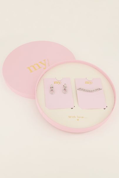 Giftbox oorbellen & schakelarmband 