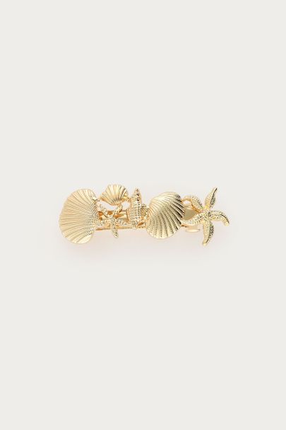 Gold coloured hairpin with shells and starfish
