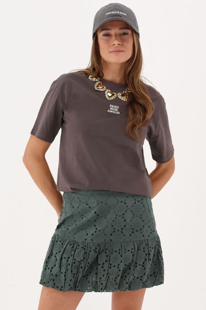 Grüner Ballonrock mit Stickerei