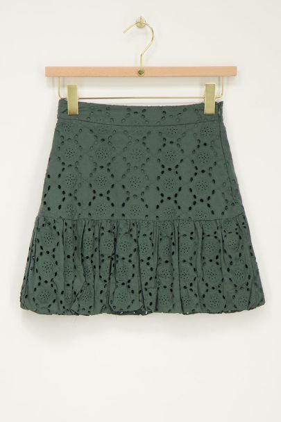 Green balloon skirt with embroidery