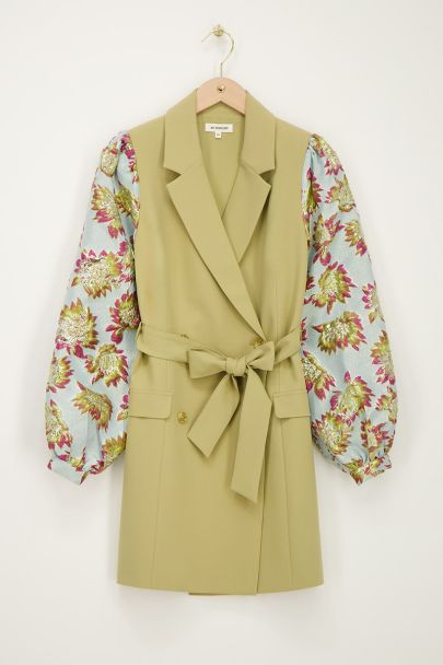 Groene jacquard blazer jurk