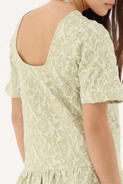 Robe en jacquard vert à manches courtes
