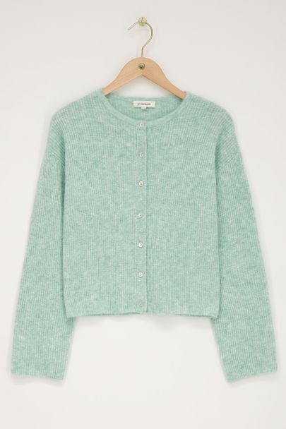 Grüner Cardigan mit kleinen Knöpfen  