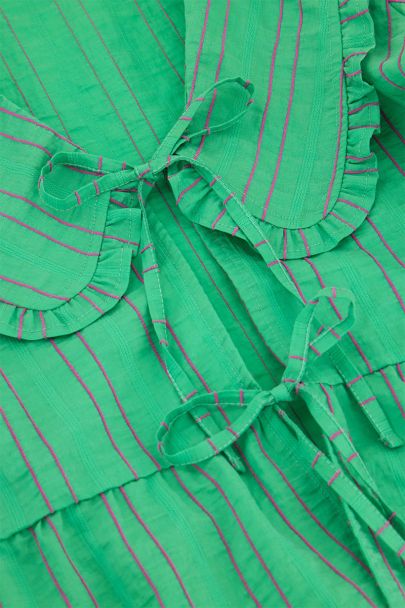 Groen gestreepte blouse met strikje