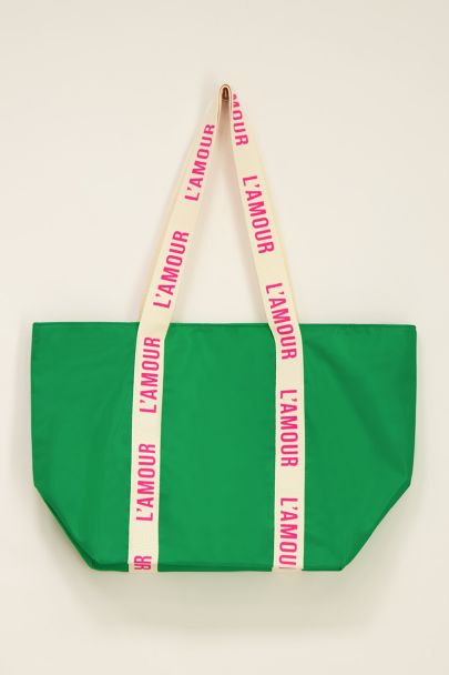 Green tote bag "L'amour"