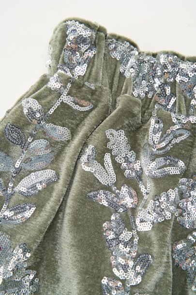 Groen velvet short met pailletten