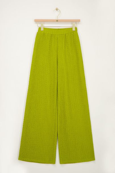 Grüne strukturierte Hose mit weitem Bein 