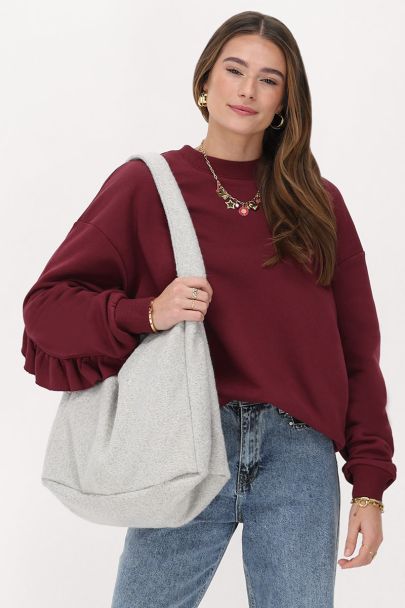 Grijze bouclé shopper