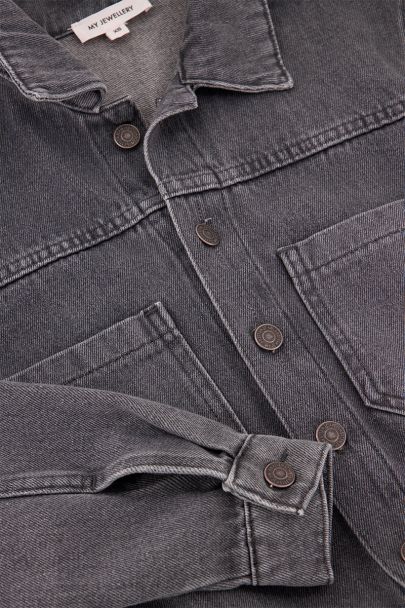Grijze denim jumpsuit met lange mouwen