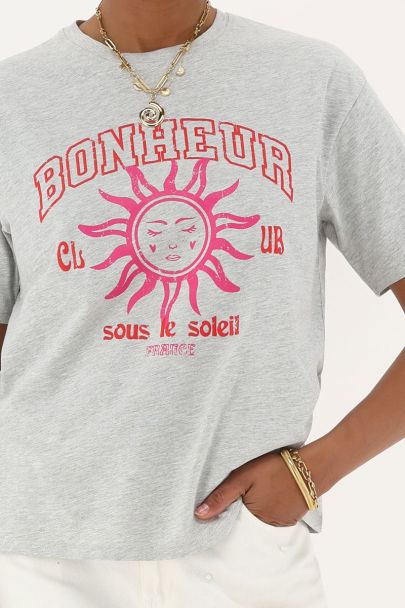 Grijs T-shirt "Bonheur"